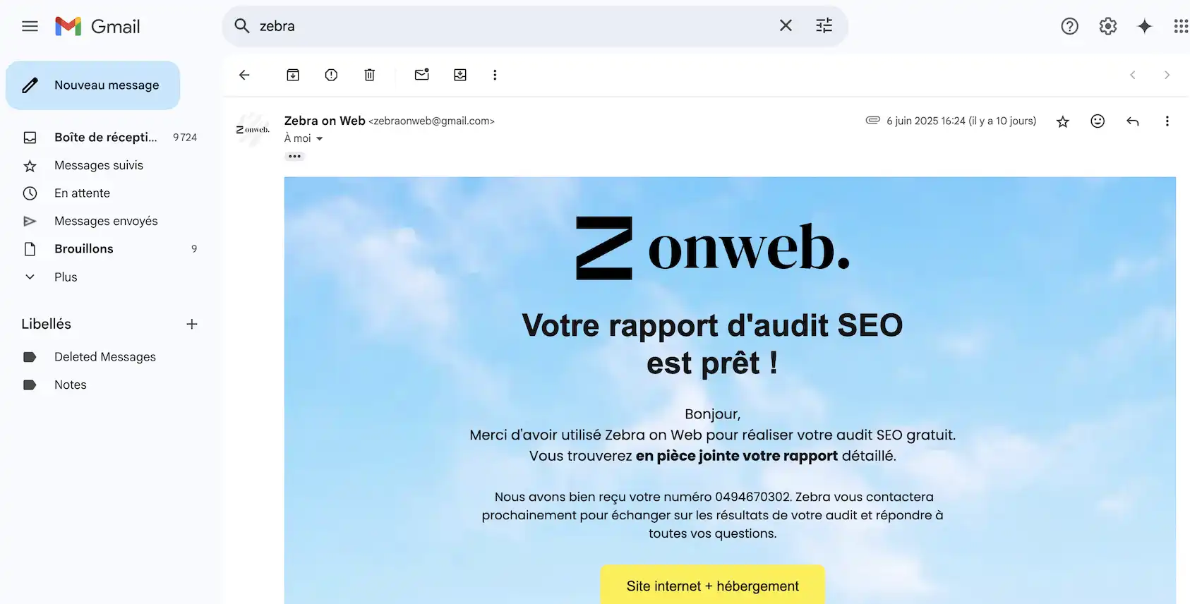 Pré-audit SEO Zebra on Web, analyse URL gratuite, points forts SEO, axes d’amélioration site, recommandations référencement, performance technique, opportunités SEO, optimisation présence en ligne.